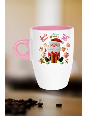 Caisya Noel Baba Happy Christmas Baskılı Kupa Bardak Porselen Latte Filtre Kahve Fincanı