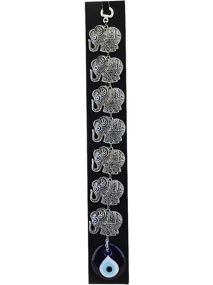 Depposite Cam Nazar Boncuklu Metal Duvar Süsü 7 Li Fil Figürlü Model 4 42x5 Cm