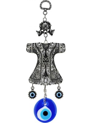 Depposite Cam Nazar Boncuklu Metal Duvar Süsü Kaftan Figürü Kapı Süsü 20x7 Cm