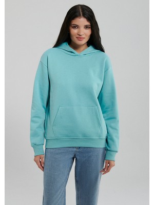 Mavi Kapüşonlu Basic Sweatshirt 167299-71463