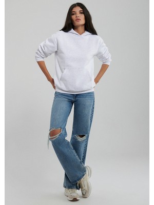 Mavi Kapüşonlu Gri Basic Sweatshirt 167299-85438