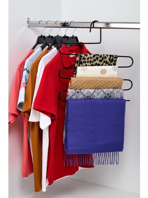 Edora Home Dolap Içi 5 Katlı Siyah Pantolon Askılık, Akıllı Dekoratif Askı - Metal Paslanmaz