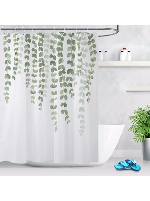 Haitn Yeşil Yaprakları Duş Perdesi Bahçe Doğa Banyo Beyaz Su Geçirmez Küf Dirençli Polyester Kumaş Çocuklar Için (100 * 180 Cm) (Yurt Dışından)