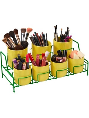 Edora Home Çok Amaçlı Yeşil Makyaj Organizer, Banyo Düzenleyici - 7 Bölmeli Metal