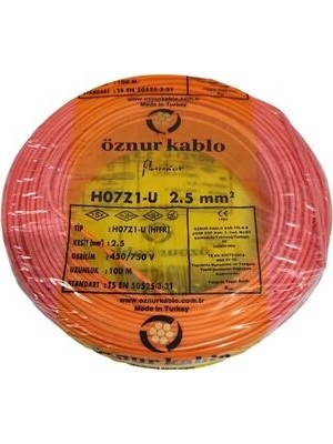 Öznur 100 Metre 2,5mm Nya Kablo H.free Kırmızı