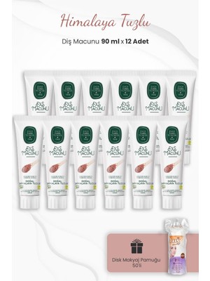 Eyüp Sabri Tuncer Himalaya Tuzlu Diş Macunu 90 ml x 12 Adet ve Disk Pamuk 50'li