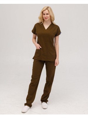 Dr. Mitra Kadın Likralı Yarasa Kol Hemşire Doktor Takım Haki