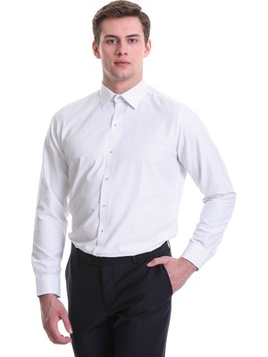 Hatemoğlu Gri Slim Fit Baskılı Pamuklu Slim Yaka Uzun Kollu Klasik Gömlek