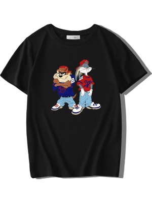 BRZ Collection Unisex Çocuk Bugs ve Tazmanga Figürlü T-Shirt