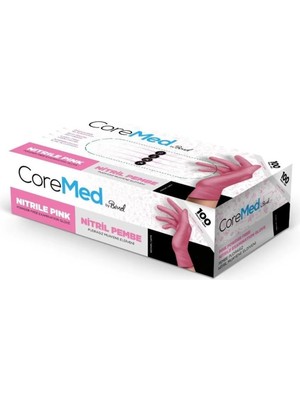 Bimel Coremed Pembe Nitril Muayene Eldiveni XS Boy 100'lü Pudrasız Paket Yüksek Elastikiyet