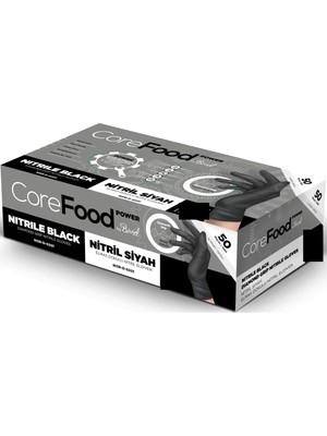 Bimel Corefood Power Tırtıklı Siyah Nitril Eldiven 50 Adet