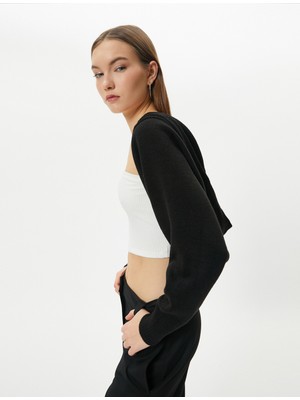 Koton Kapüşonlu Crop Hırka Uzun Kollu
