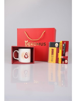 DEKOMUS GIFT BOX ÖZEL KUTULU LİSANSLI GALATASARAY KUPA,AJANDA ve HYBRIT TÜKENMEZ KALEM SETİ