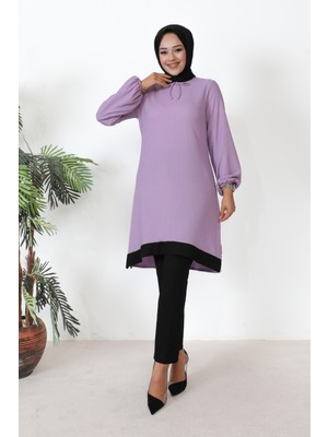 Moda Ebva Kolu Lastikli Tesettür TUNIK-3160 Lila