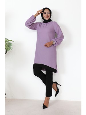 Moda Ebva Kolu Lastikli Tesettür TUNIK-3160 Lila