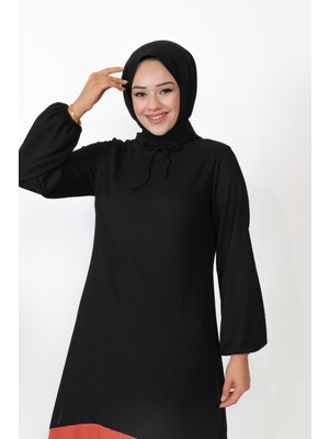 Moda Ebva Kolu Lastikli Tesettür TUNIK-3160 Siyah