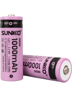 Sunkko Ifr 3.2 Volt 1000 Mah 18500 Şarj Edilebilir Pil (2li Paket)