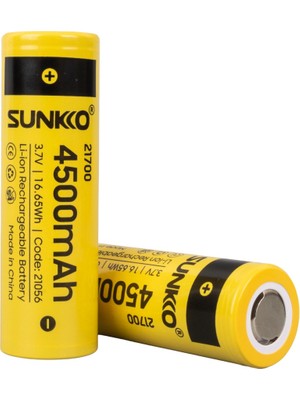 Sunkko 3.7 Volt 4500 Mah 21700 Şarj Edilebilir Pil (2li Paket)