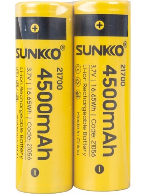 Sunkko 3.7 Volt 4500 Mah 21700 Şarj Edilebilir Pil (2li Paket)