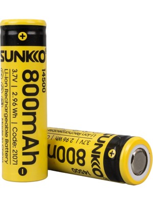 Sunkko 3.7 Volt 800 Mah 14500 Şarj Edilebilir Pil (2li Paket)