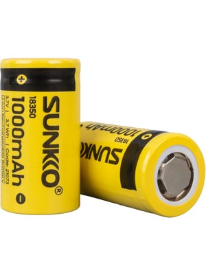 Sunkko 3.7 Volt 1000 Mah 18350 Şarj Edilebilir Pil (2li Paket)