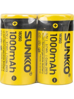 Sunkko 3.7 Volt 1000 Mah 18350 Şarj Edilebilir Pil (2li Paket)