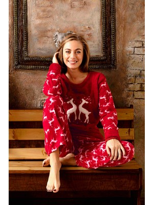 Nisanca Kışlık Kadın Polar Pijama Takımı - Yılbaşı Pijaması
