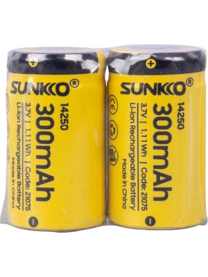 Sunkko 3.7 Volt 300 Mah 14250 Şarj Edilebilir Pil (2li Paket)