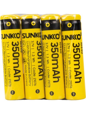 Sunkko 3.7 Volt 350 Mah 10440 Şarj Edilebilir Pil (4lü Paket)