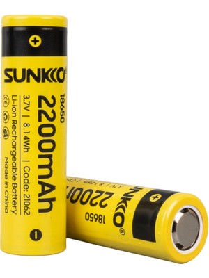 Sunkko 3.7 Volt 2200 Mah 18650 Şarj Edilebilir Pil (2li Paket)