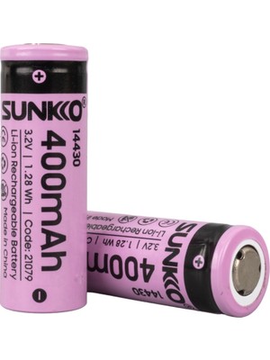 Sunkko Ifr 3.2 Volt 400 Mah 14430 Şarj Edilebilir Pil (2li Paket)