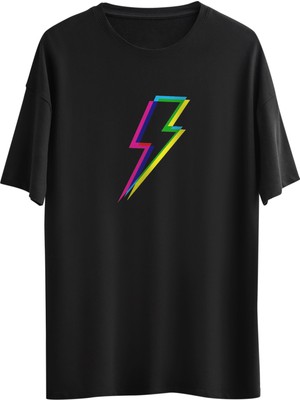 Noicasuale Cmyk Lightning  Tasarım Dijital Baskılı Regular Relax T-Shirt