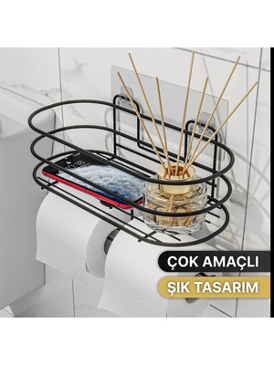 Bino Tuvalet Kağıtlığı Yapışkanlı Wc Kağıdı Peçetelik Hazneli Tuvalet Kağıdı Organizeri Banyo Düzenleyici