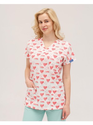 Dr. Mitra Kadın Likralı Yarasa Kol Hemşire Doktor Takım Makyaj Desen