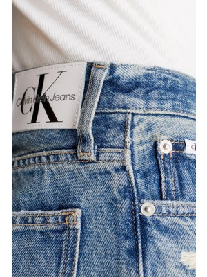 Calvin Klein Pamuklu Yüksek Bel Mom Fit Jeans J20J2221481A4 Kadın Kot Pantolon J20J222148 1A4