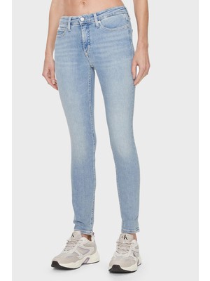 Calvin Klein Pamuklu Yüksek Bel Dar Paça Skinny Fit Jeans J20J2224441AA Kadın Kot Pantolon J20J222444 1AA