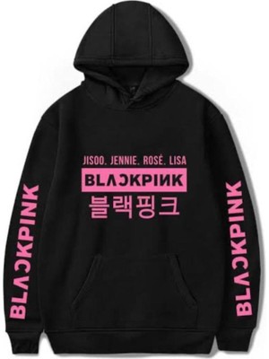 Köstebek Siyah K-Pop Black Pink Jisoo Jennie Rose Lisa Unisex Kapüşonlu Sweatshirt