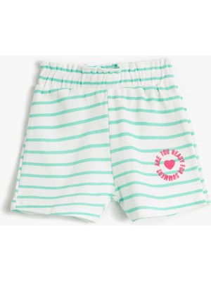 Koton Şort Beli Lastikli Baskılı Detaylı Pamuklu