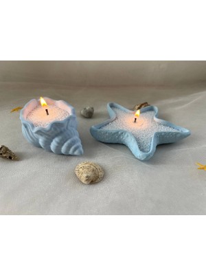 Love Candles Inci Tozu Mum Deniz Kabuğu ve Deniz Yıldızı Seti