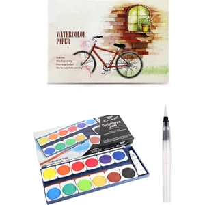 Suluboya Blok 12 Yaprak 230 Gram 105 x 155 mm Renart Sulu Boya Seti 12'li Su Hazneli Fırça