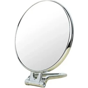 Ydgr Oval Çift Taraflı Büyüteçli Makyaj Aynası Masa Üstü Aynası Katlanabilir  Metalik 16x13cm Gri