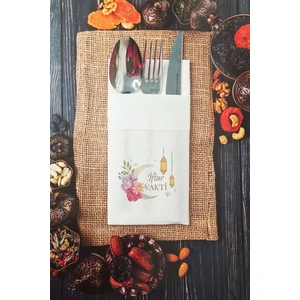 Kumaş Dokulu Iftar Vakti Yazılı Ramazan Peçete Cepli Peçete 6 Adet