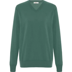 Mateo V Neck Pullover Yumuşak Tuşeli Mevsimlik Erkek Triko Kazak - Yeşil