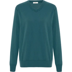 Mateo V Neck Pullover Yumuşak Tuşeli Mevsimlik Erkek Triko Kazak - Turkuaz