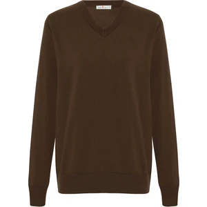 Mateo V Neck Pullover Yumuşak Tuşeli Mevsimlik Erkek Triko Kazak - Kahve