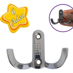 6 Adet Noktalı Askı Krom Portmanto Askı Vestiyer Duvar Askısı Metal Dolap Elbise Askılığı
