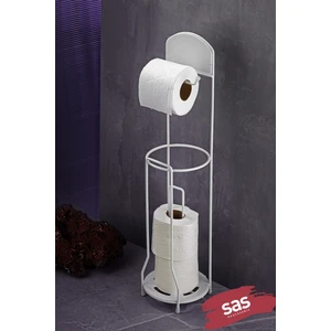 Sas Haus Ömür Boyu Paslanmaz Ayaklı Wc Kağıtlı Yedek Kağıt Hazneli Tuvalet Kağıtlığı Yuvarlak Kristal Beyaz