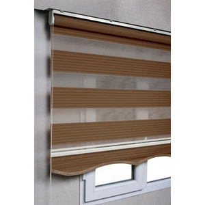 Bizden Perde Etekli Koyu Kahve Pileli Zebra Stor Kaliteli Güneşlik Perdeler