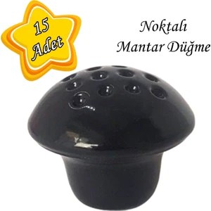 15 Adet Siyah Noktalı Mantar Düğme Kulp Mobilya Çekmece Dolap Kapak Kulbu Metal Kulp Aksesuarları Vidalı