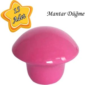 15 Adet Pembe Mantar Düğme Kulp Çocuk Bebek Mobilya Çekmece Dolap Kapak Kulbu Metal Kulp Aksesuarları Vidalı